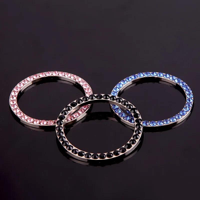 Car with Drill, One Key Start Ring, Circular Decoration, Engine Ignition Ring, Flashing Rhinestone Decoration Accessories