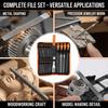 Heavy-Duty Carbon Steel File Kits | Flat, Triangular, Semi-Circular, Large Round, and Precision Needle Files with Wire Brushes