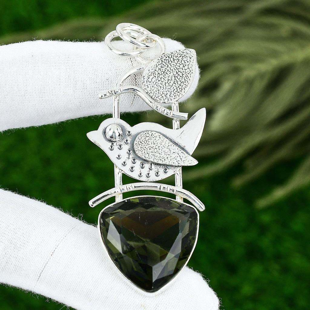 Natürlicher Grüner Amethyst Edelstein Anhänger 925 Sterling Silber Schmuck für Mädchen