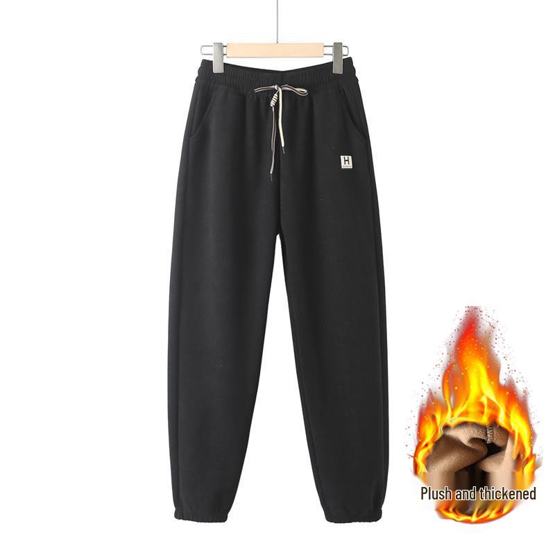 Mom's High-Waisted Tapered Pants - Plus Velvet, Midweight, Casual, Spring-Fall, Winter Wear