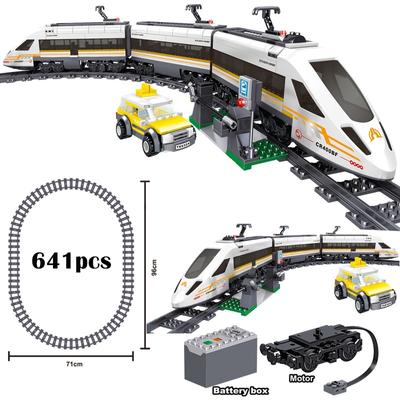 Qunlong 0307 Technic Series Train Battery Electric Power Motor Mini Figures Educational Building Blocks Toys For Children
