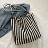 Female Casual Multifunctional Travel Top-handle Handbag Large Capacity Canvas Women Shopper Tote Simple Striped Shoulder Bag2025