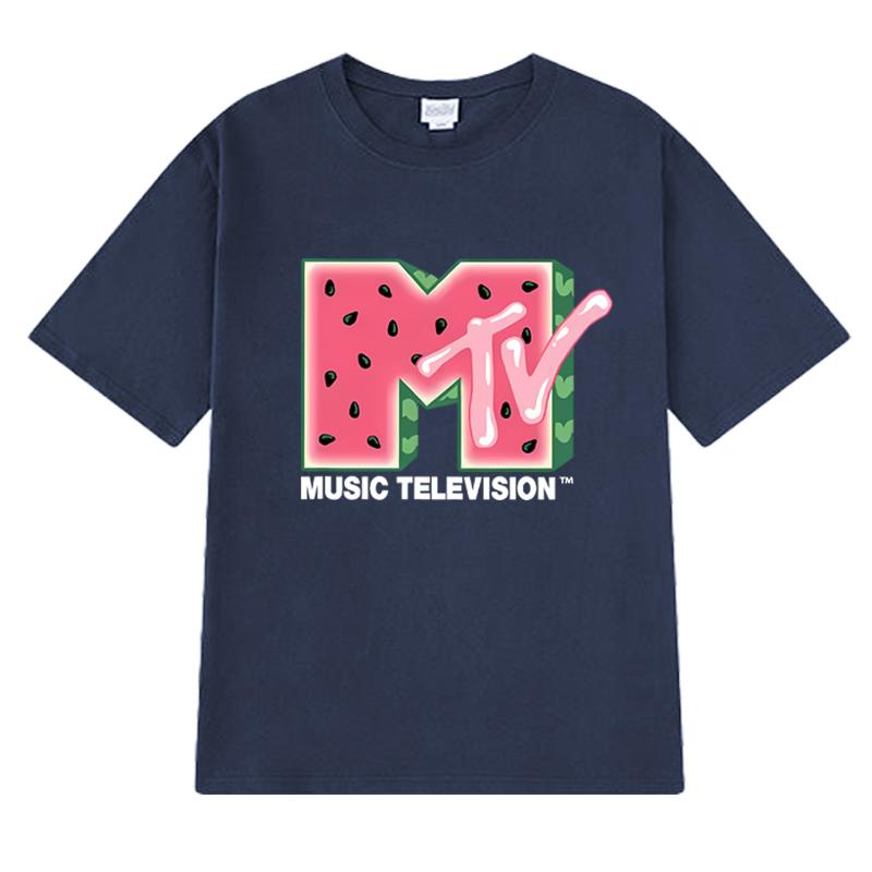 

High Quality MTV Music Television Watermelon Graphic Short Sleeve Tshirts Unisex Women Fashion Y2k T Shirt Unisex 100 Cotton Tops S