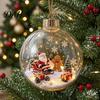 Unique Holiday Souvenirs Glowing Christmas Ball Ornaments, Light-Up with Mini Scene, Acrylic Clear Decorations Tree Hanging Decor Warm LED Light
