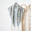 Women Double Side Different Color Printed Imitated Silk Triangle Neck Scarf