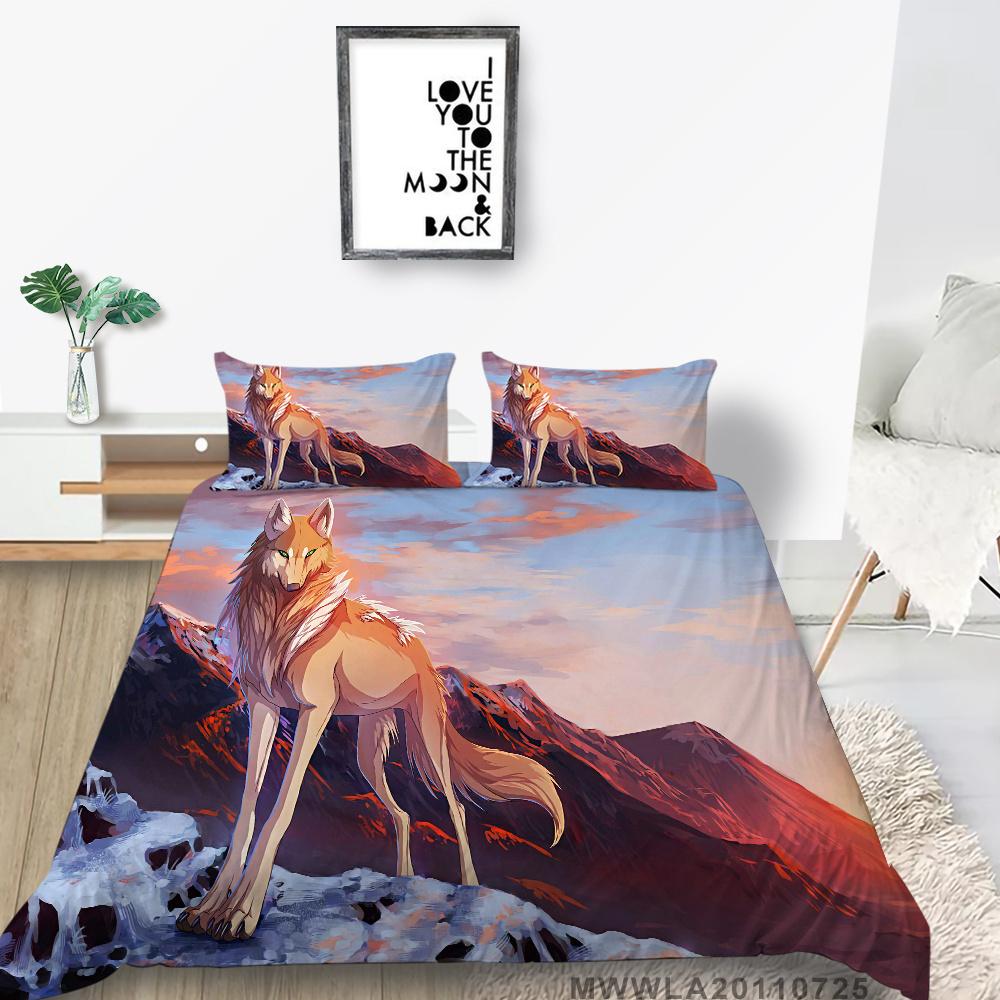 2023 neue stil Bettbezug-set mit Kissenbezug Doppel Volle Größe Bettwäsche Quilt Abdeckungen 3D Wolf Hause Textilien Junge Mann tagesdecken
