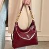Red Bag, Women's New High-end Shiny Leather Bridal Wedding Armpit Bag, Daily Usable Crossbody Wedding Gift Bag