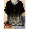 Casual Loose Leopard Print Top Casual Short Sleeve Fashionable Versatile T-Shirts Women’s