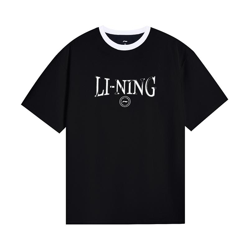 

Li-Ning Versatile Comfortable Casual Breathable Short Sleeve T-Shirt Unisex tops Black AHSW853-2 S