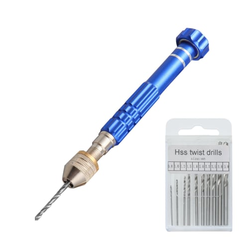 

Mesanda Pin Vise Hand Drill, Hole Drilling Tool with 10 Drill Bits, Small Precision Manual Drill, No Electricity Required, Quiet, for Drilling Holes,