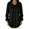 1116 New Women's Solid Color Anti-cotton and Linen Loose Doll Collar Long Sleeve Top