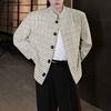 INCERUN Autumn Elegant  Men Long Sleeve Casual Plaid Buttons Texture Jackets Coats