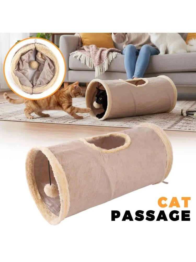 For Self Entertainment & Relaxation Foldable Plush Cat Tunnel Seasons Universal Dirt-resistant Pet Supplies Pet Cat Plush Tunnel