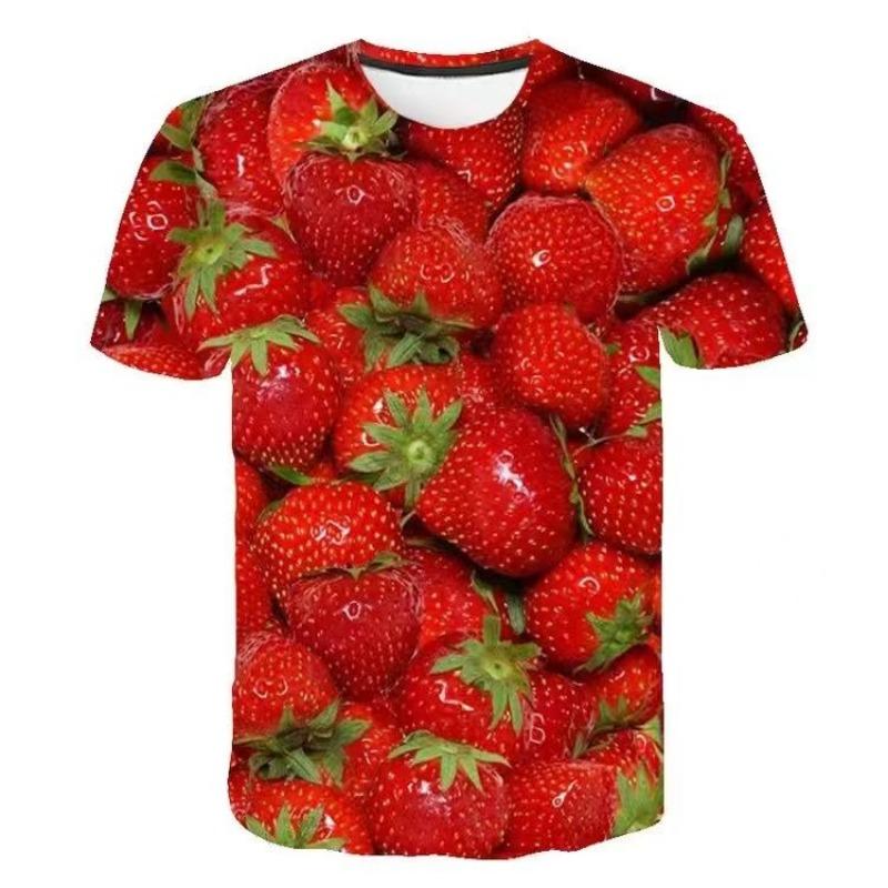 2024 Summer Best-Selling Cross-Border Men Best Selling T-shirt Fruit Short Sleeve 3D Digital Print Tops