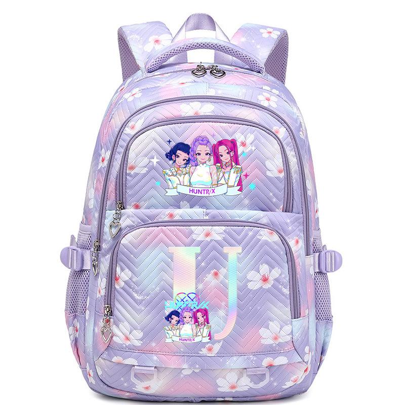 Anime Cartoon 26 Letter Print Backpack Campus Fashion Student Bag Large Capacity
