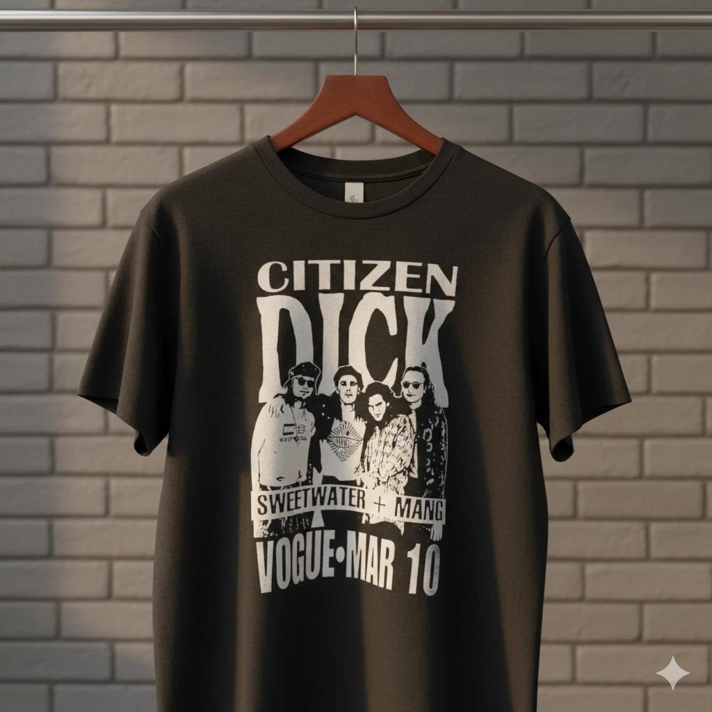 Unisex Adult Vintage Music Citizen Dick Band Graphic T-Shirt Sweetw... S