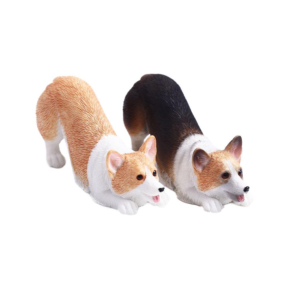 Gift for Kids Resin Figures Dog Doll Miniature Figurines Car Ornament Corgi Model Simulation Dog