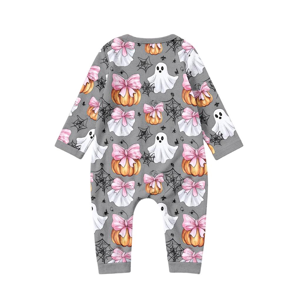 Family Matching Halloween Print Pajama Set Long Sleeve Top and Pants for Parents and Kids