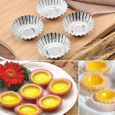 50 buc. Forme Reutilizabile pentru Tartă cu Ouă Aliaj de Aluminiu Îngroșat Formă de Floare Ustensile pentru Patiserie Forme pentru Tarte și Muffins