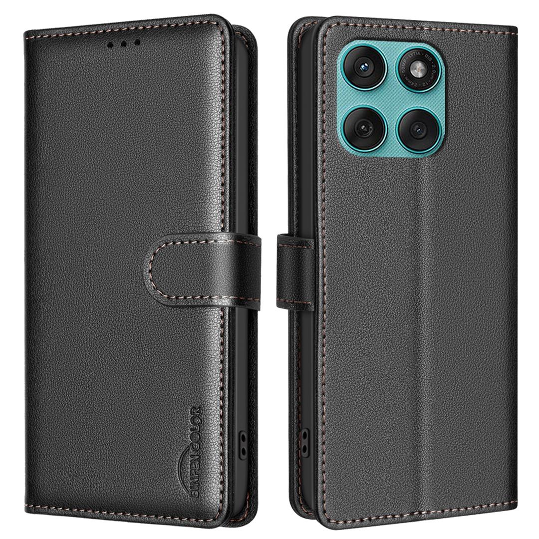 

BINFEN COLOR BF32 For Motorola Edge 60 5G/60 Fusion 5G Leather Case Wallet RFID Blocking Phone Cover Black