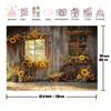 Rustic Sunflower Barn Tapestry, Farmhouse Background Cloth, Country Home Decor
