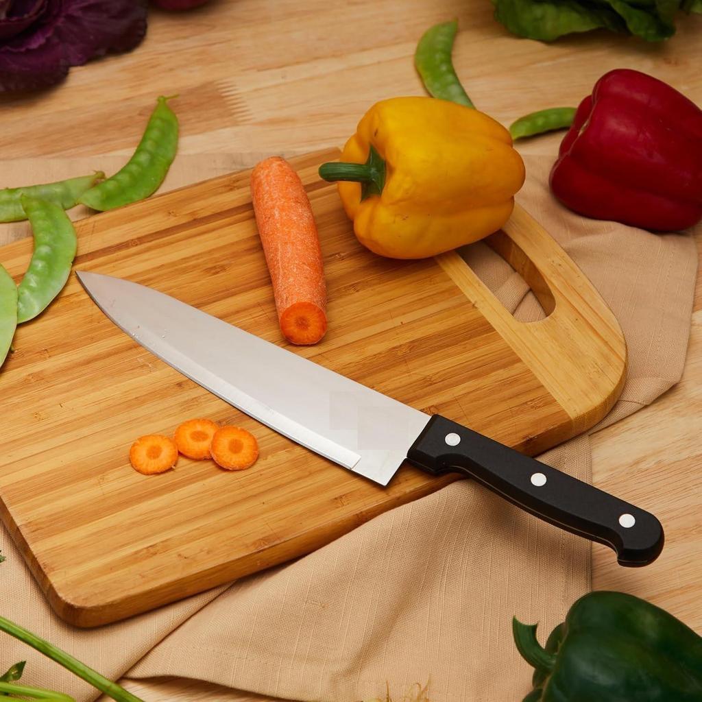 Kochmesser aus Edelstahl | Griff mit dreifacher Vernietung (Silber)