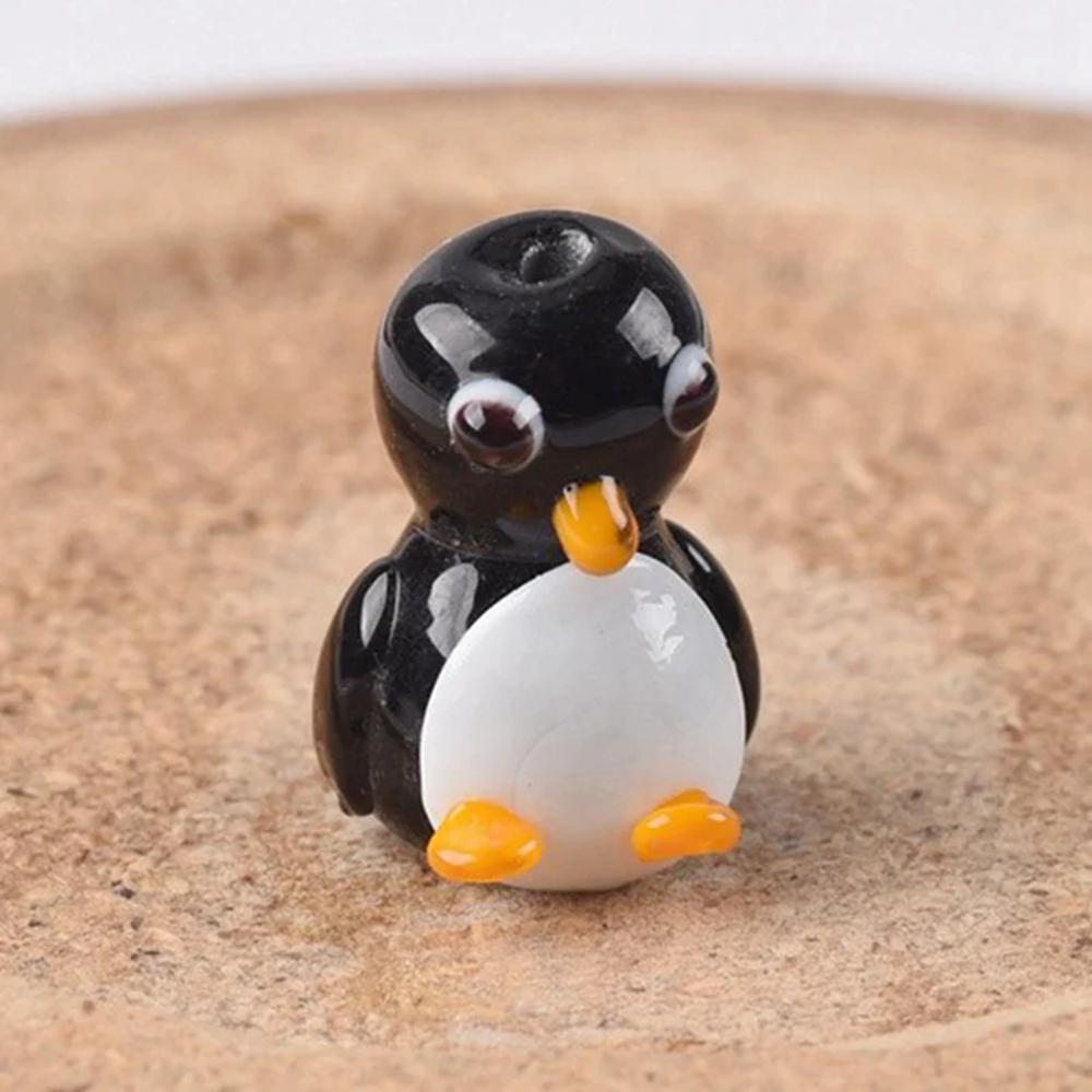 2pcs 16x15mm Yellow Duck / 24x16mm Penguin/White Dog Shape Handmade Lampwork Glass Loose Beads for Jewelry Making DIY Crafts Findings