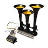 LED 125DB Air Horn 12/24V 15-tone 3-Tube Modification Truck Train Trailer Loud Electric Horn Solenoid Valve Loud Speaker Siren