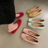 Happy Feelings Flat Bottom Shallow Mouth Ballet Silver Single Shoes Women's Shoes 2025 Bow Red Boat Shoes