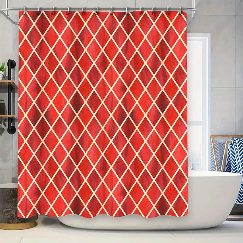 

Modern Geometric Plaid Shower Curtain Waterproof Bath Rug Quick-Dry Fabric for Home Decor in Yellow White (180x240cm) 90x180cm