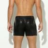 Men Shorts Glossy Faux Leather Elastic Mid Waist Soft Breathable Pockets Stretchy Stage Show Performances Sports Summer Shorts