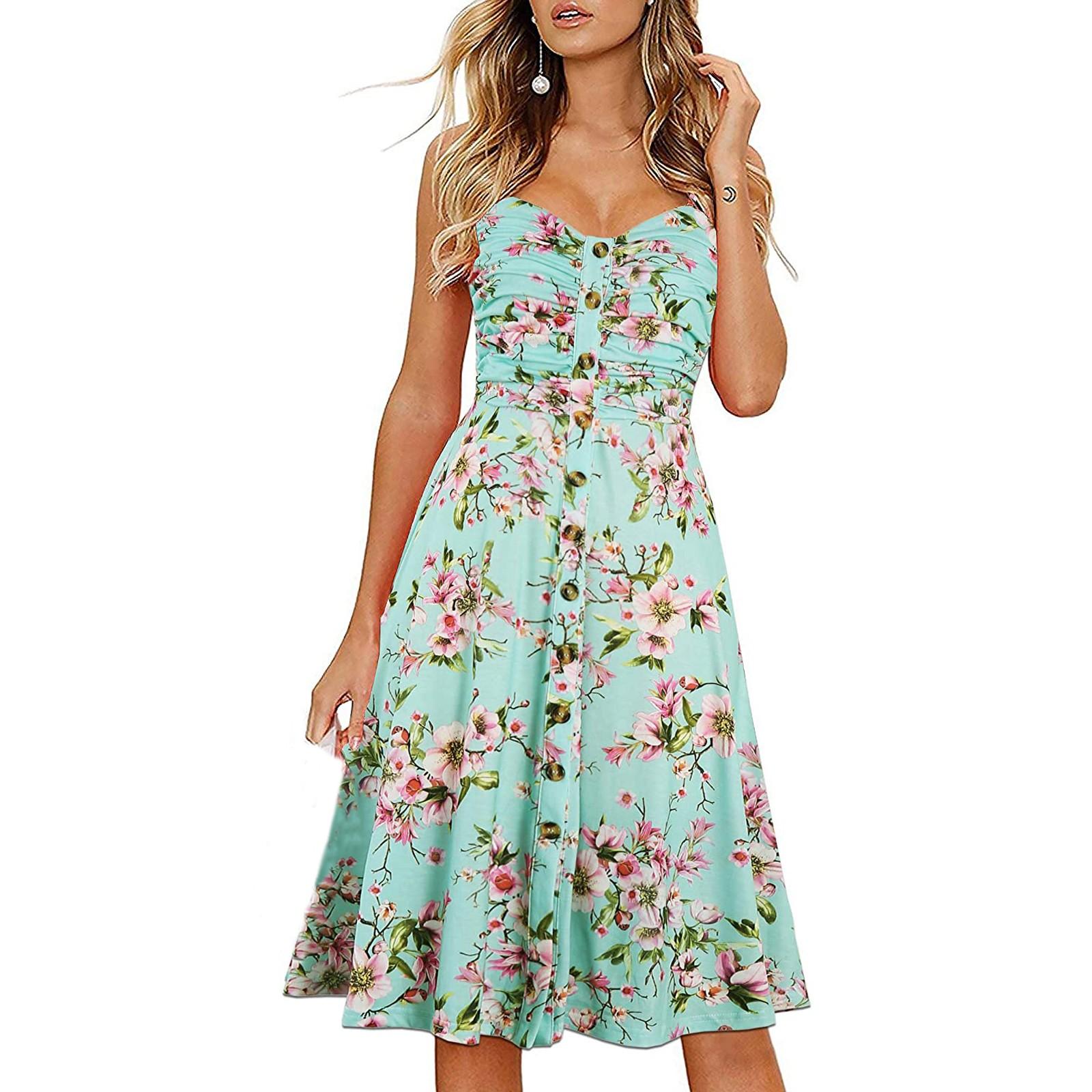 

Модное женское повседневное платье с V-образным вырезом, принтом, пуговицами, прямого кроя, длиной до колена XXL зелёный