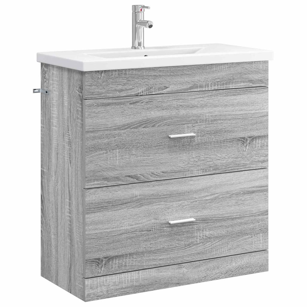 Bathroom Furniture Set Gray Sonoma 81 X 40 X 84.5 Cm Particleboard