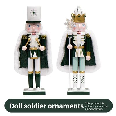 30CM Nutcracker Miniature Wooden Nutcracker Puppet Ornament Desktop Decoration Cloak Walnut Soldier Christmas Home Decoration