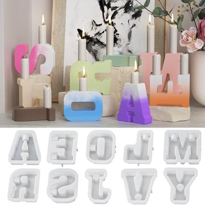 Silicone Candle Holder Moulds Candlestick Molds Capital Letter Shaped Silicone Material Candle Stand Mold for DIY Crafts
