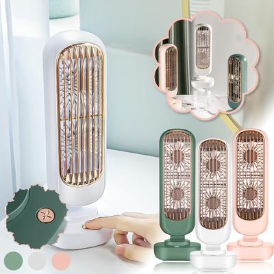 Retro Double-Leaf Tower Fan,Desktop Fan Vertical Portable Charging USB Small Fan