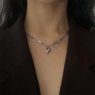 925 Sterling Silver Link Chain Heart Charm Pendent Necklace For Women Girls Party Jewelry Choker Collar Dz802