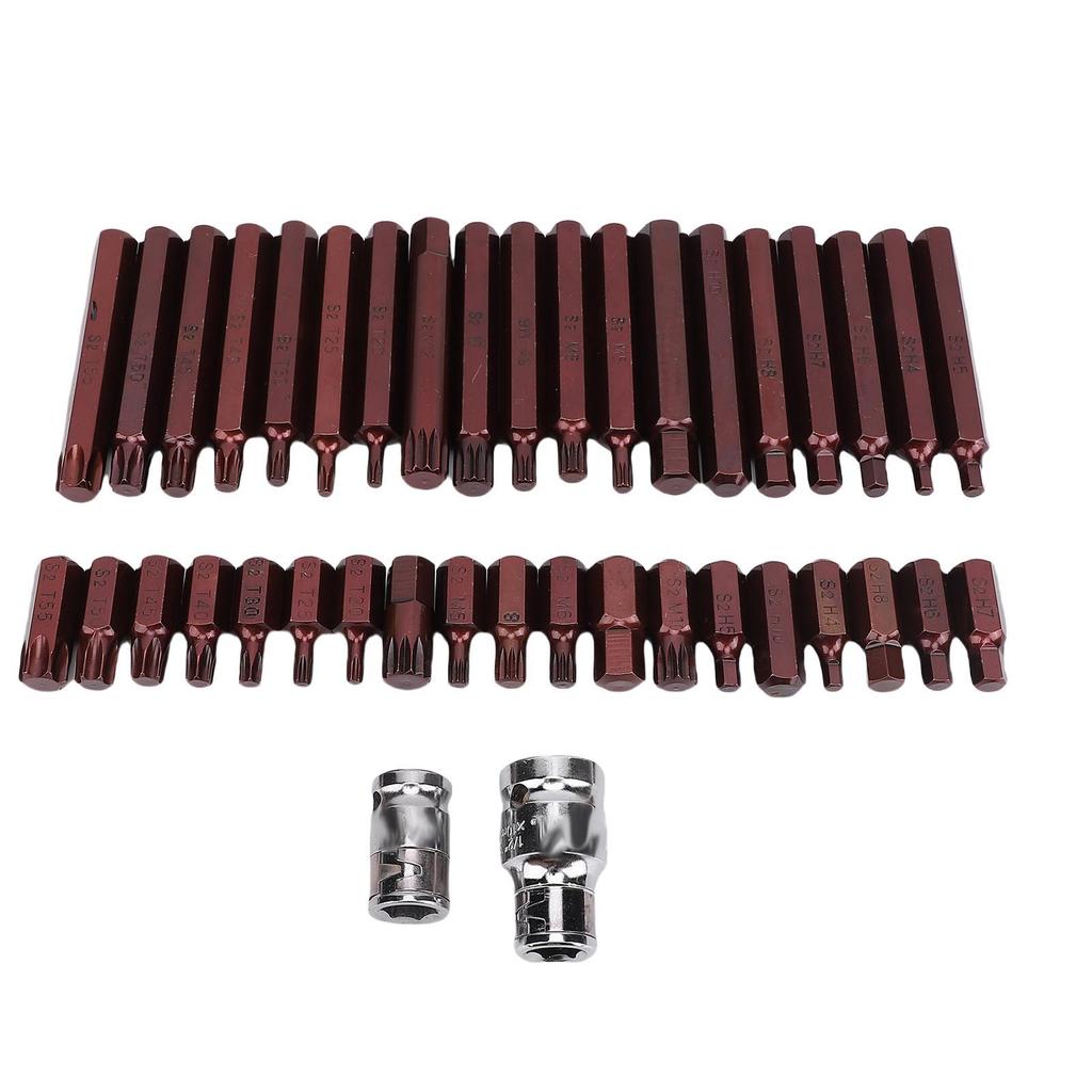 40Pcs Bit Socket Set Star Hex 3 8in Cr V S2 Alloy Steel High Torsion for Automotive Mechanic