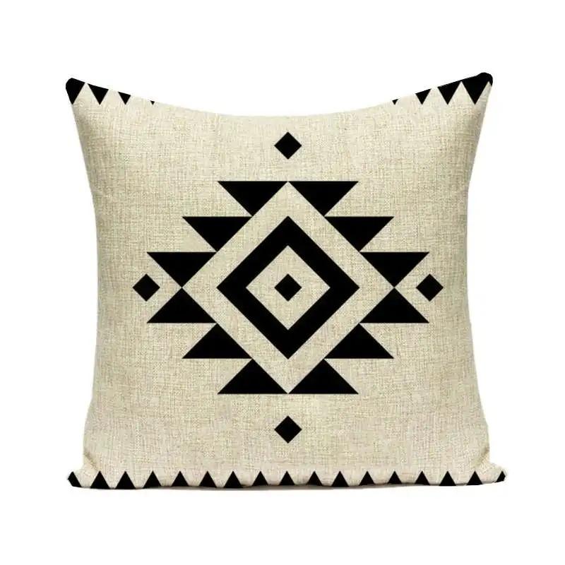 Boho Geometric Cushion Cover Aztec Tribal Pattern Cotton Throw Pillowcase For Living Room Sofa Couch Home Decor 40X40Cm 1 Pc