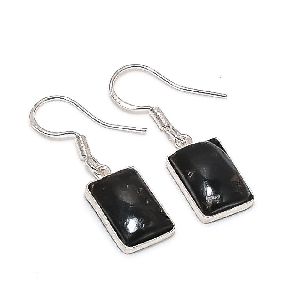 Mud Crack Fossil Gemstone 925 Sterling Silver Jewelry Earring 1.38" KJ-949