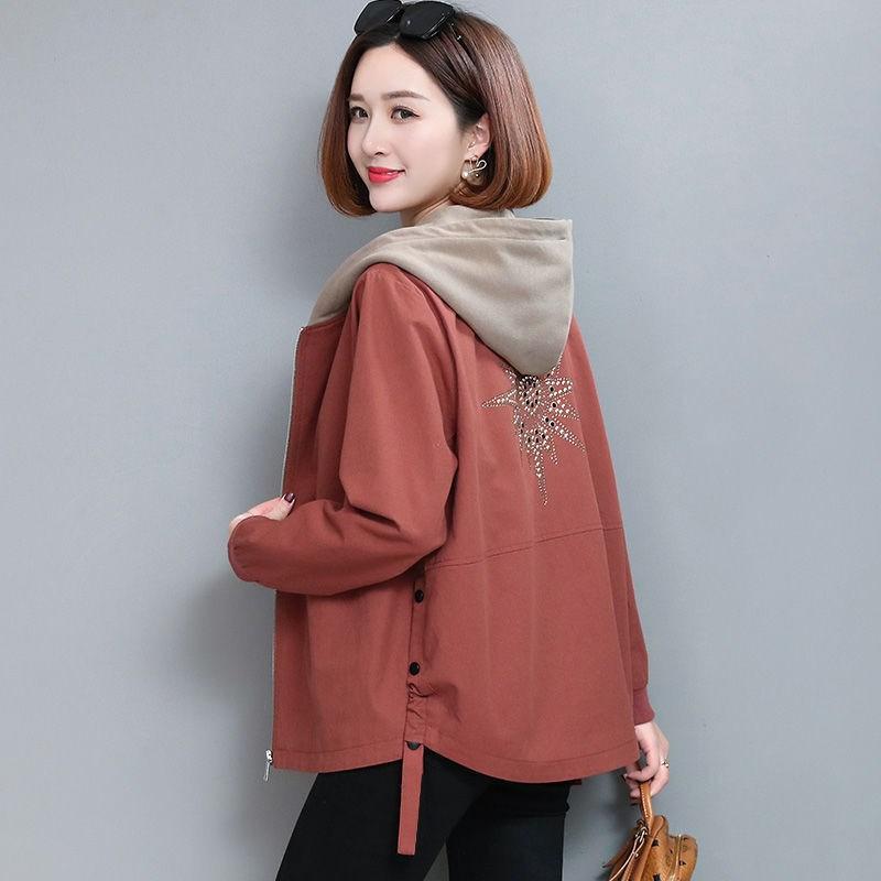 Loose Jacket Women Casual Pocket Long Sleeve Windbreaker Women Zipper Up Hooded Coats Ladies Spring Autumn Plus Size