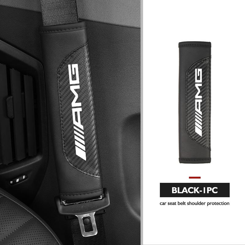 

For AMG Leather Car Seat Belt Safety Shoulder Cover Protection Pad Interior Accessories Mercedes Benz GLC GLE GLK W190 W201 C180