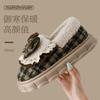 Bow cotton slippers 2025 new indoor home thick-bottomed velvet thermal bag and slippers winter