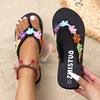 Plus Size 2026 Summer Open Toe Women's Slippers Platform Light Round Toe Flat with Floral Sandal Outdoor Daily Casual Flip Flops