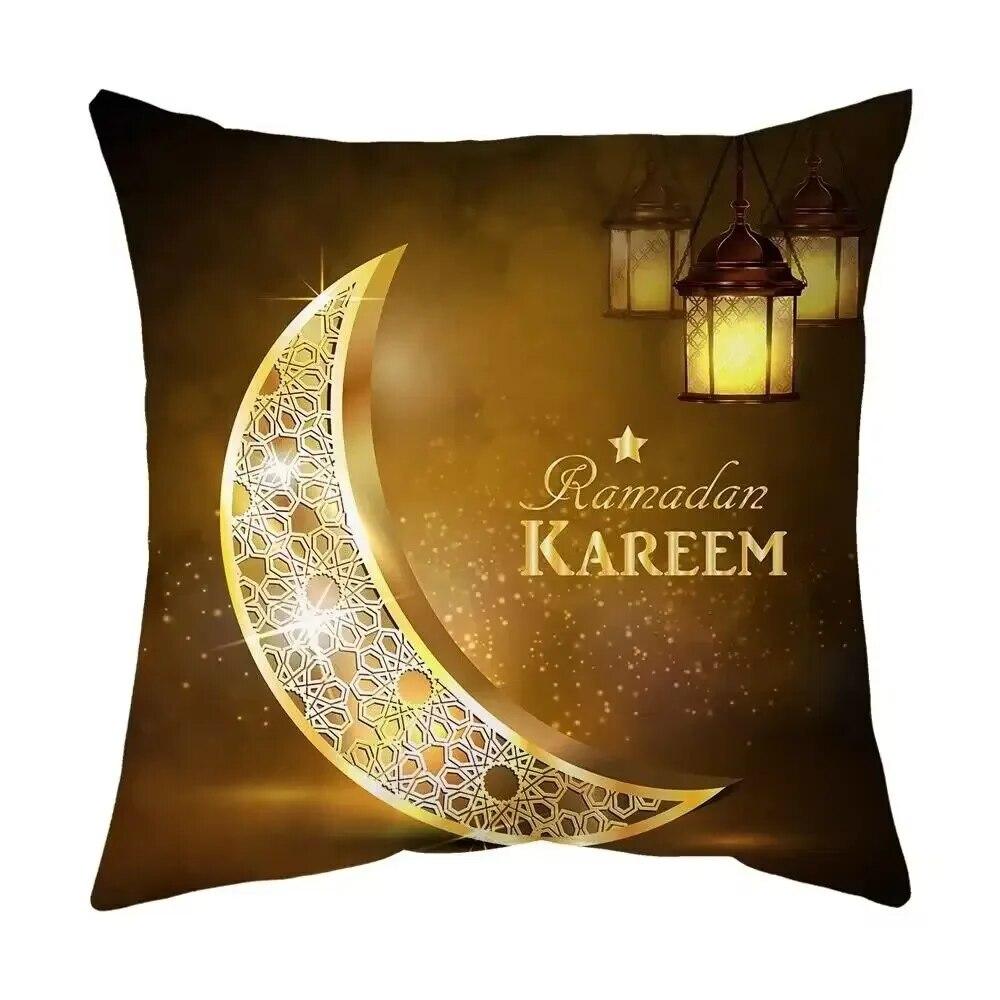 2024 Eid Mubarak Pillowcase Short Plush Comfortable Cushion Cover Islamic Ramadan Decorative Mosque Muslim Pillowcase Gift
