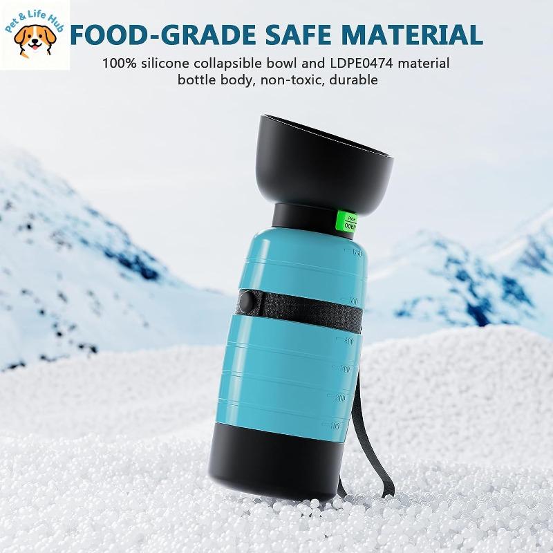 Upgraded 650ml Portable Dog Water Bottle Outdoor Pet Water Cup with Food Travel Bowl for Walking Travel
