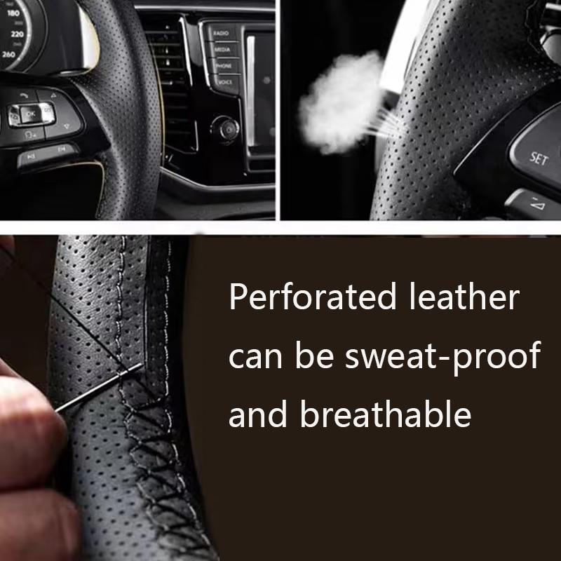 Microvezel Leer Auto Stuurwielhoes Vlecht voor Honda Civic 9e Generatie 2012 2013 2014 Handgestikt Auto-interieur