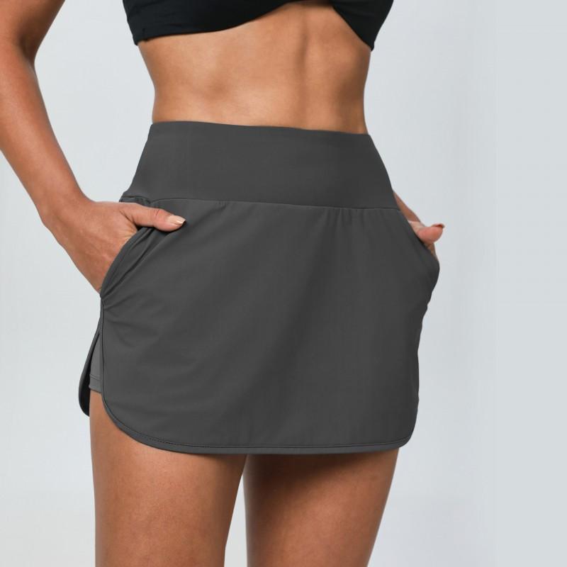 High-Waisted Quick-Dry Tennis Skirt Women Running Yoga Fitness Sporty Short With Built-in Shorts
