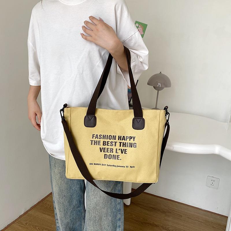 Women's Canvas Bag College Style Shoulder Crossbody Tide Bag Class Commuter Large Capacity Tote Bag Tide Storage