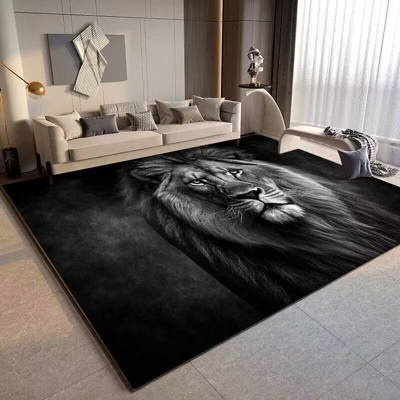 Panther Carpet Black Leopard Koberec do obývacího pokoje Velkoplošný koberec Animal Lion Tiger Rohožka do ložnice Domácí dekorace Tribal Koberec